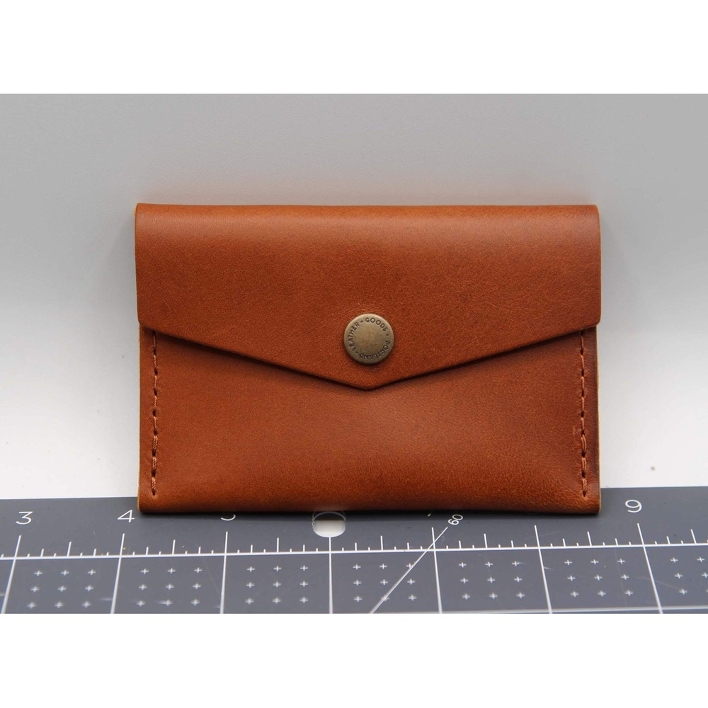 Portland Leather Goods Brown Leather Envelope Card Holder Wallet Snap Closure